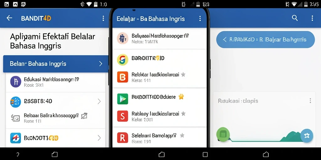 Tampilan antarmuka aplikasi BANDIT4D untuk belajar bahasa Inggris.