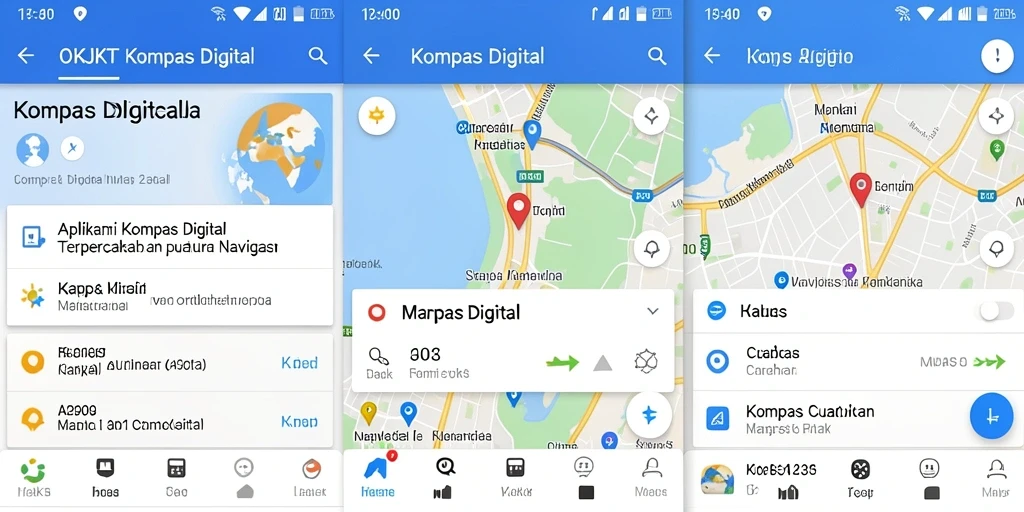 Antarmuka kompas digital OKJKT yang modern dan informatif.