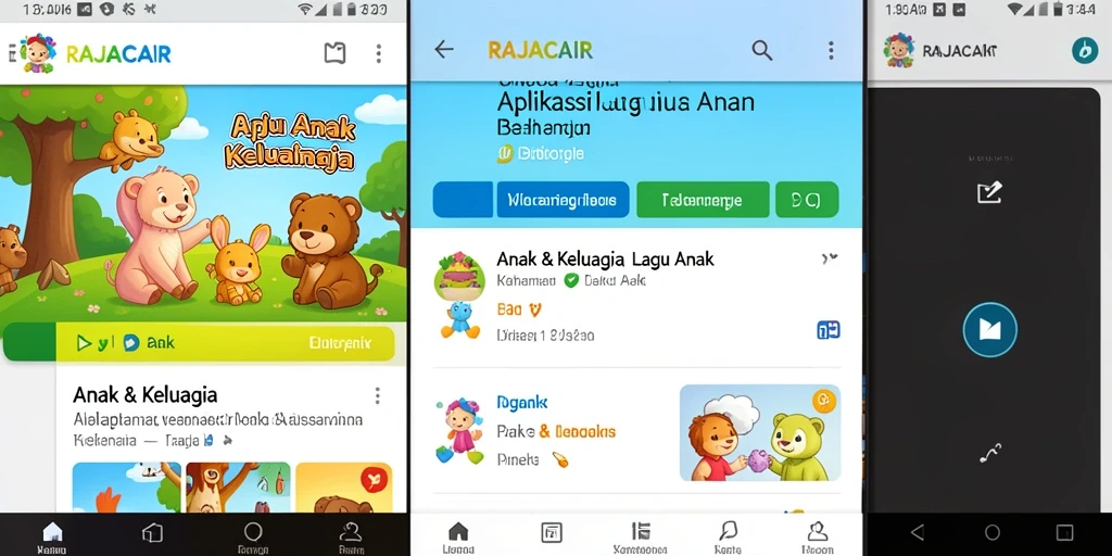 Tampilan antarmuka RAJACAIR yang ceria dan ramah anak.