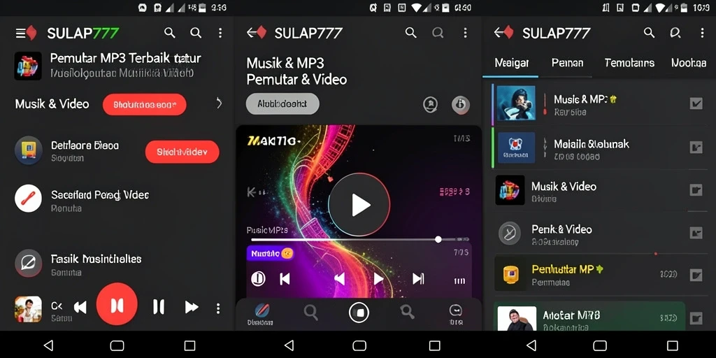 Antarmuka SULAP777 yang sederhana dan menarik untuk pemutar MP3.