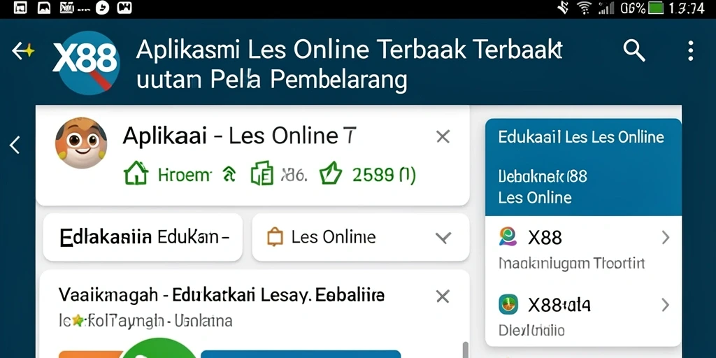 Antarmuka pengguna X88 yang modern dan interaktif untuk Les Online.